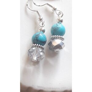 Artisan earrings  368# NEW bohemian Blue Petite stone earrings howlite gemstone